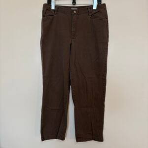 Vintage Y2K Lee Riders Stretch Brown Pants Womens 14 Petite Straight Leg Slacks